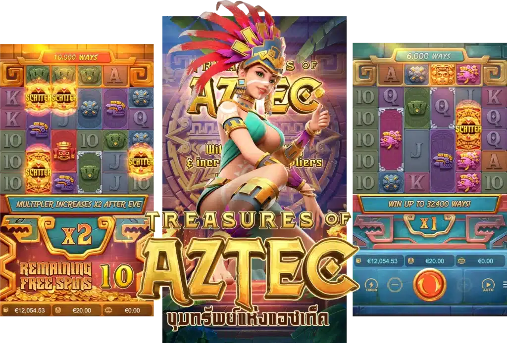 รูปแบบลักษณะของตัวเกมสล็อต Treasures of Aztec (สาวถ้ำ)